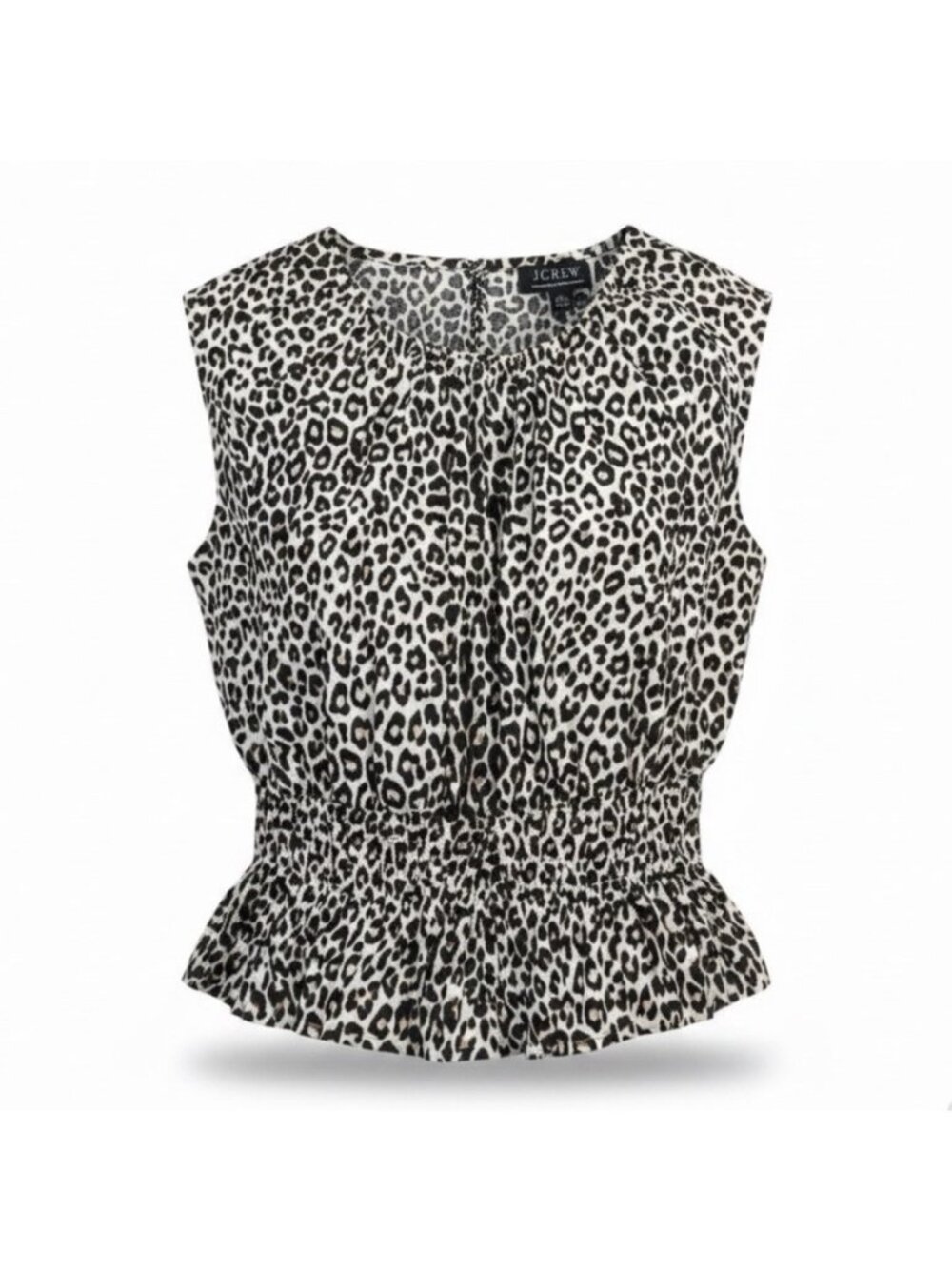 J.Crew Womens Animal Print Cotton Top  Sleeveless Fitted Waist Lightweight Sz XS